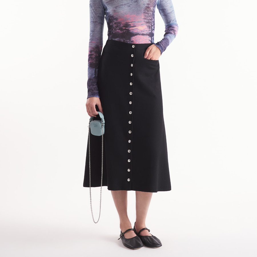 Maison Kitsune Women Button Down Midi Skirt