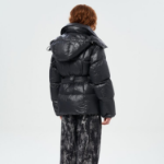 GANNI Shiny Nylon Puffer Jacket – Black