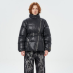 GANNI Shiny Nylon Puffer Jacket – Black