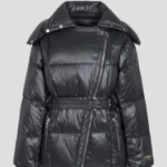 GANNI Shiny Nylon Puffer Jacket – Black