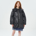 GANNI Shiny Quilt Midi Jacket – Black