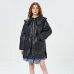 GANNI Shiny Quilt Midi Jacket – Black