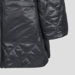 GANNI Shiny Quilt Midi Jacket – Black