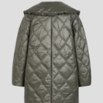 GANNI Shiny Quilt Midi Jacket – Khaki