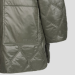 GANNI Shiny Quilt Midi Jacket – Khaki