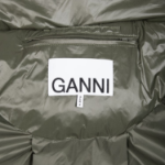GANNI Shiny Quilt Midi Jacket – Khaki