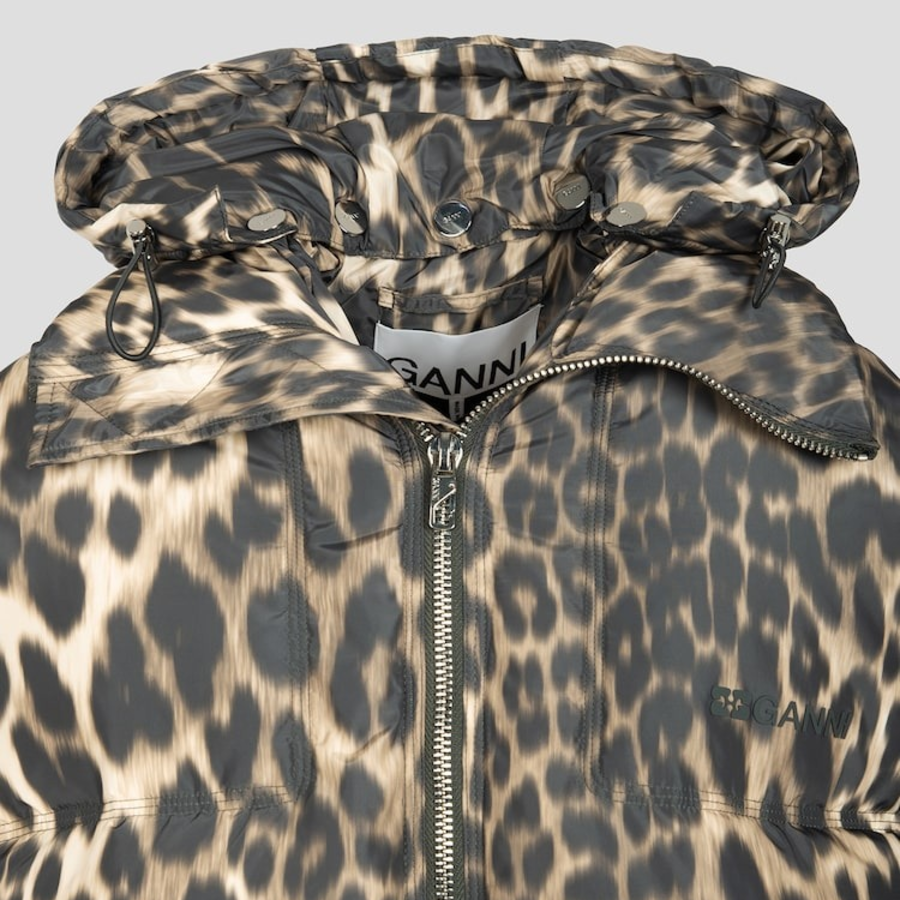 GANNI Leo Puffers Midi Jacket – Brown