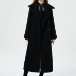 GANNI Textured Boucle Wool Coat – Black