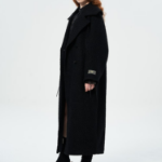 GANNI Textured Boucle Wool Coat – Black