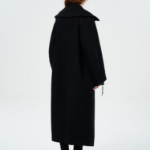GANNI Textured Boucle Wool Coat – Black