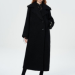 GANNI Textured Boucle Wool Coat – Black
