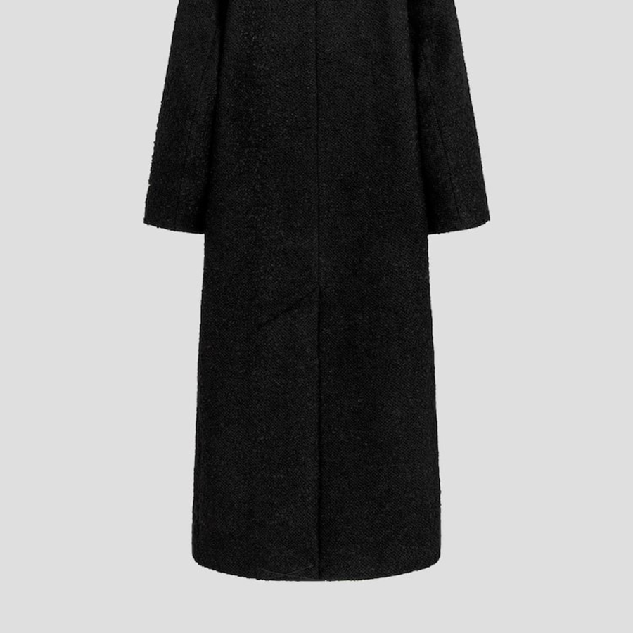 GANNI Textured Boucle Wool Coat – Black