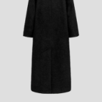 GANNI Textured Boucle Wool Coat – Black