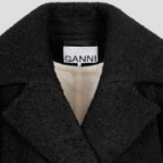 GANNI Textured Boucle Wool Coat – Black