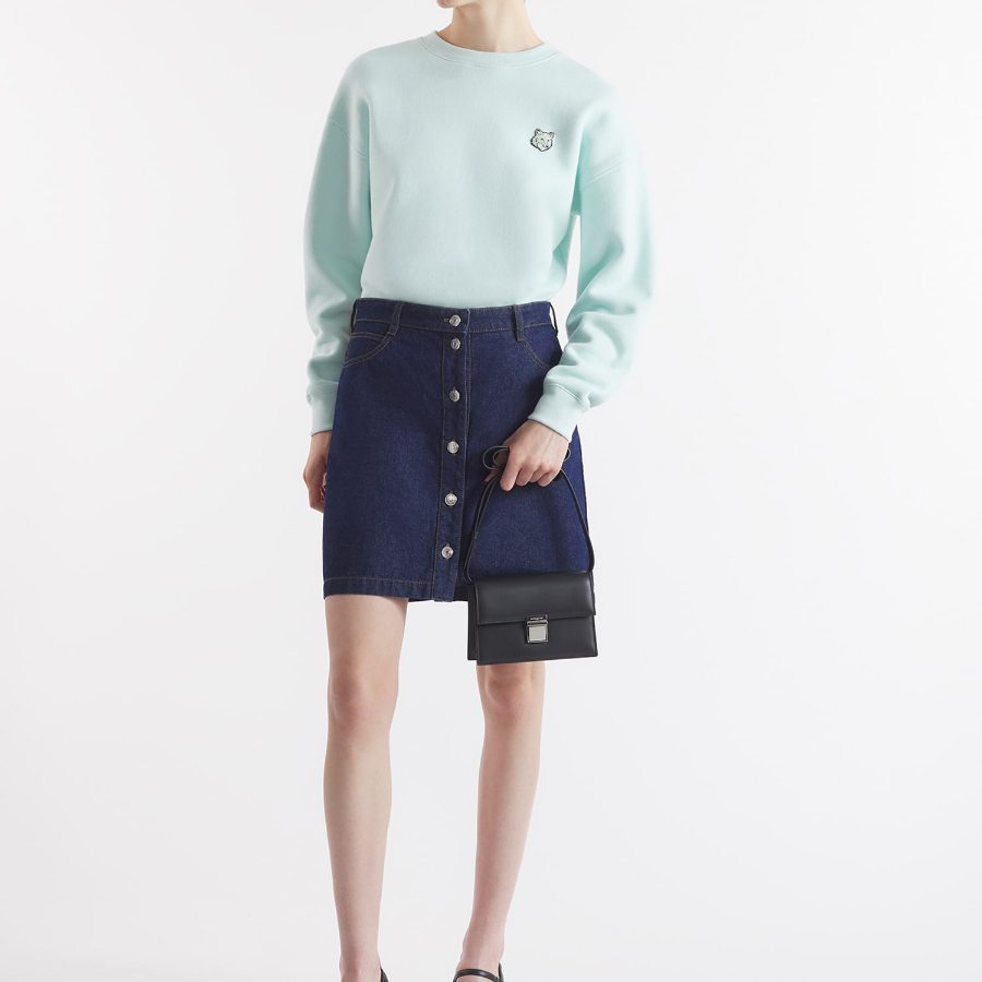 Maison Kitsune Women Buttoned Denim Mini Skirt
