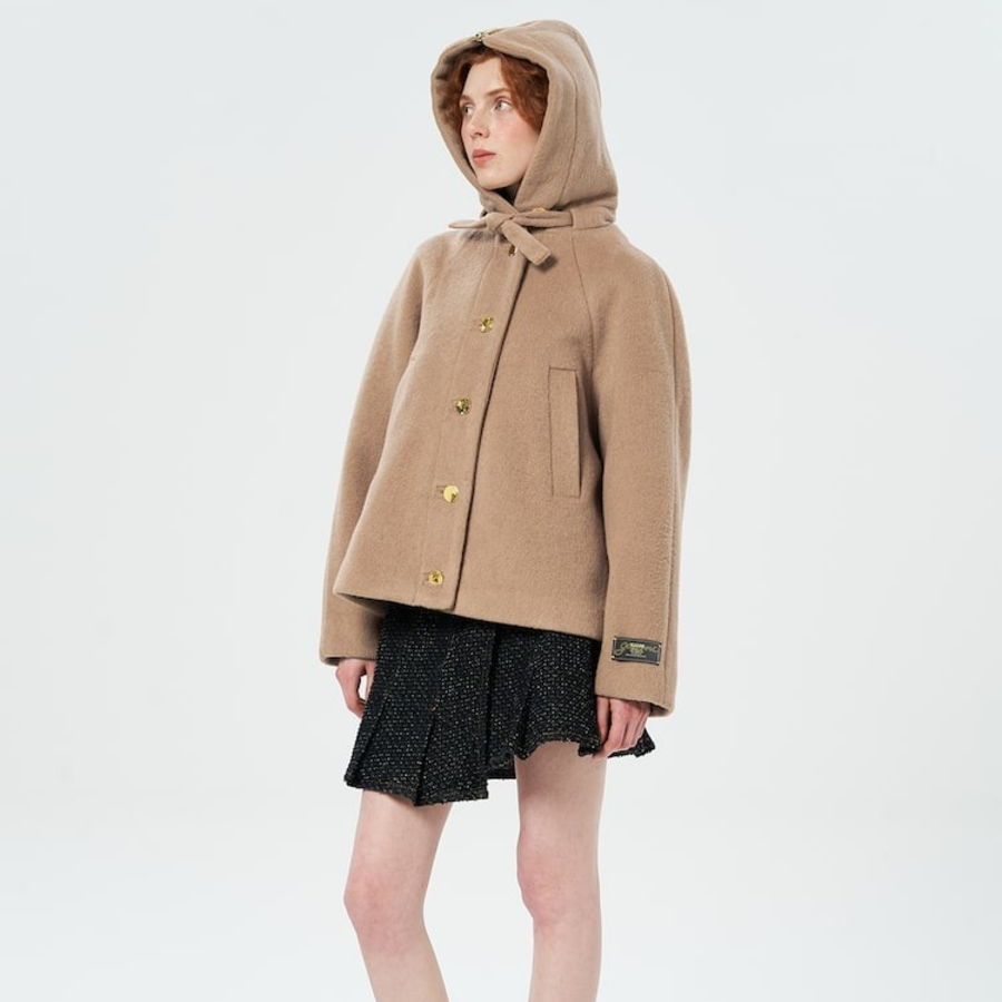 GANNI Double Face Wool Jacket – Yellowish Brown