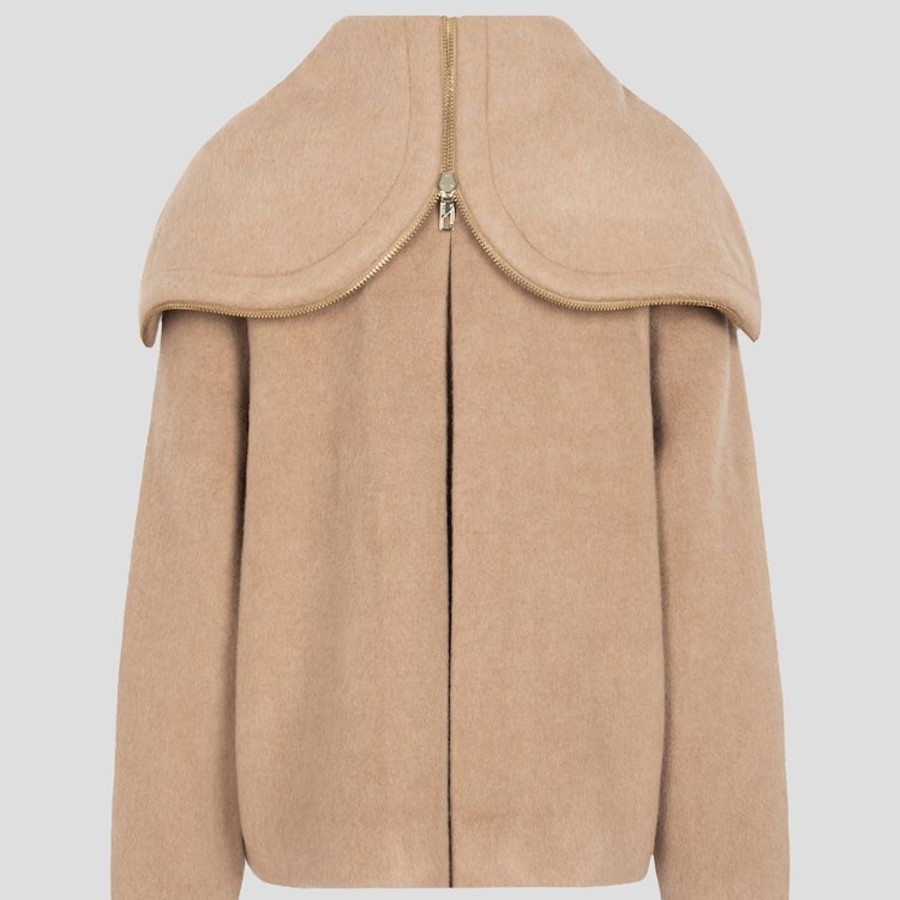 GANNI Double Face Wool Jacket – Yellowish Brown