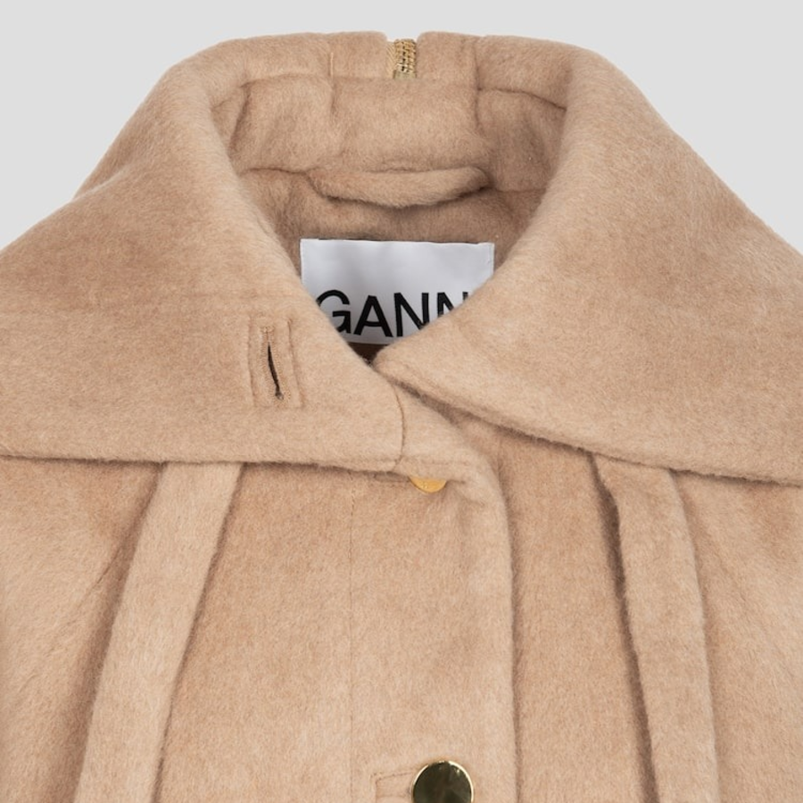 GANNI Double Face Wool Jacket – Yellowish Brown
