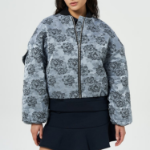 GANNI Botanical Jacquard Short Bomber Jacket – Sky Blue