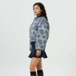 GANNI Botanical Jacquard Short Bomber Jacket – Sky Blue