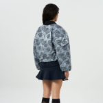 GANNI Botanical Jacquard Short Bomber Jacket – Sky Blue