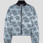 GANNI Botanical Jacquard Short Bomber Jacket – Sky Blue