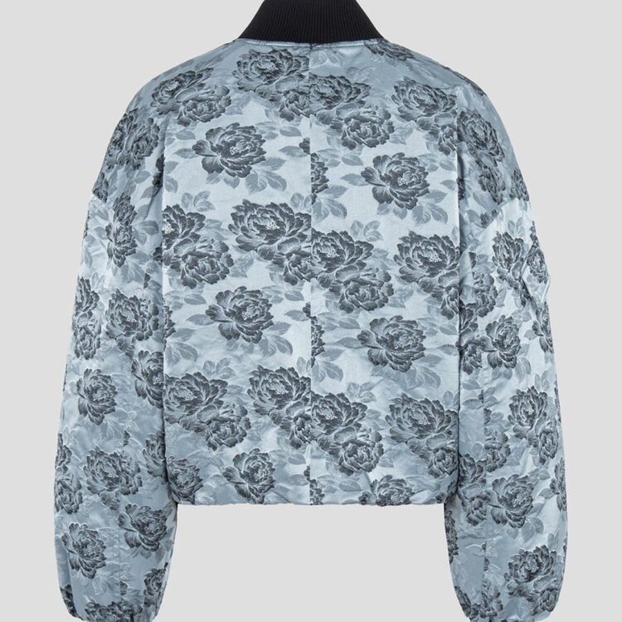 GANNI Botanical Jacquard Short Bomber Jacket – Sky Blue
