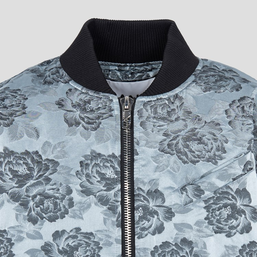 GANNI Botanical Jacquard Short Bomber Jacket – Sky Blue