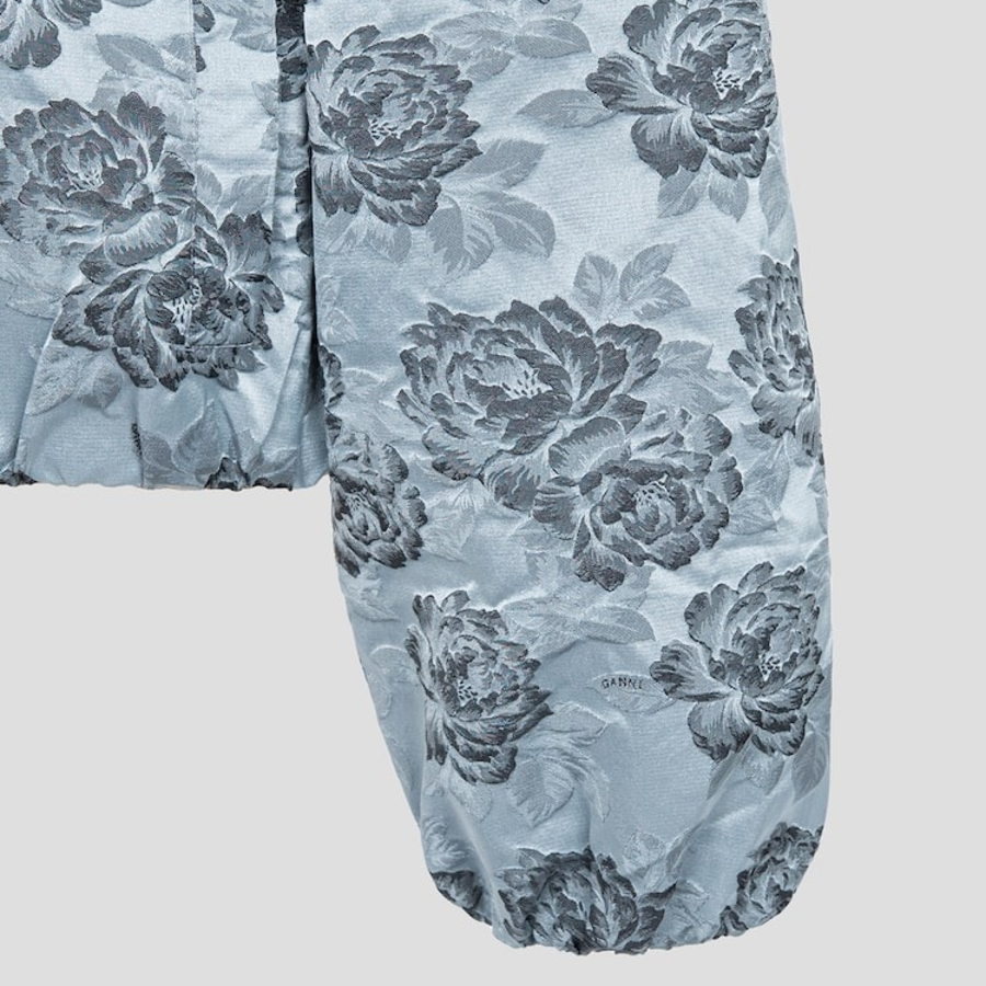 GANNI Botanical Jacquard Short Bomber Jacket – Sky Blue