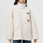 GANNI Boucle Wool Drop Shoulder Jacket – Ivory