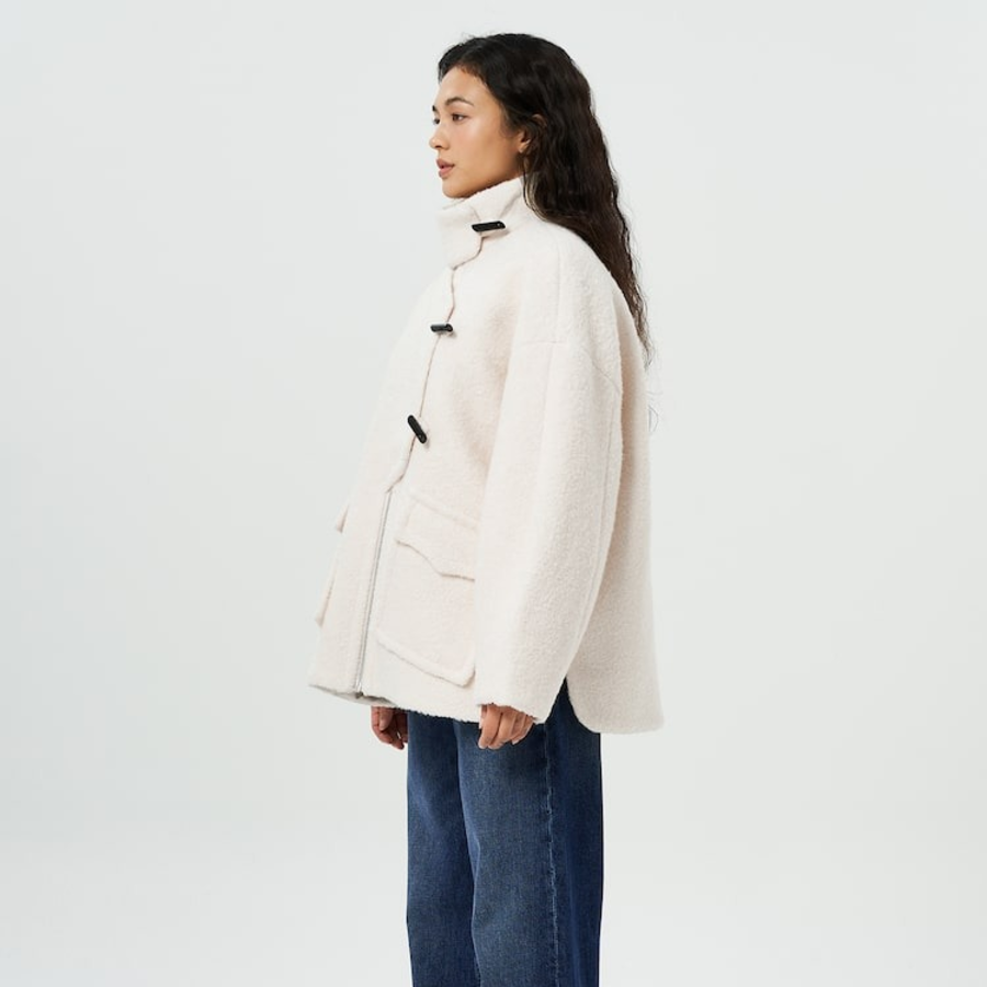 GANNI Boucle Wool Drop Shoulder Jacket – Ivory
