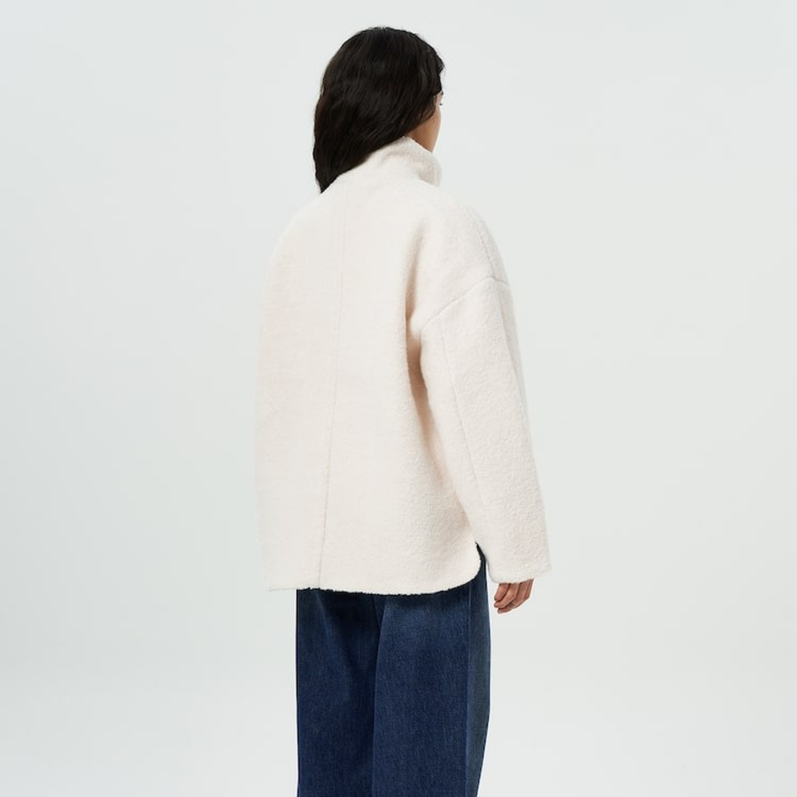 GANNI Boucle Wool Drop Shoulder Jacket – Ivory