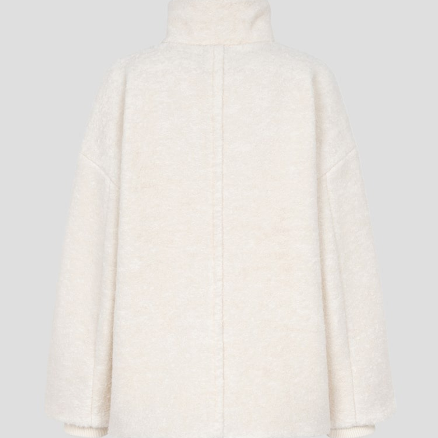 GANNI Boucle Wool Drop Shoulder Jacket – Ivory