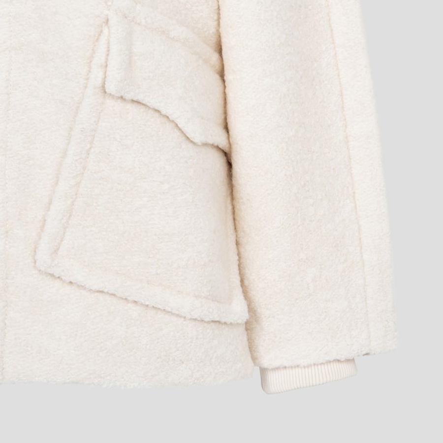 GANNI Boucle Wool Drop Shoulder Jacket – Ivory