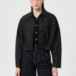 GANNI Textured Cloqué Short Jacket – Black