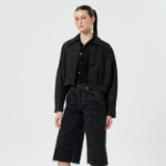 GANNI Textured Cloqué Short Jacket – Black