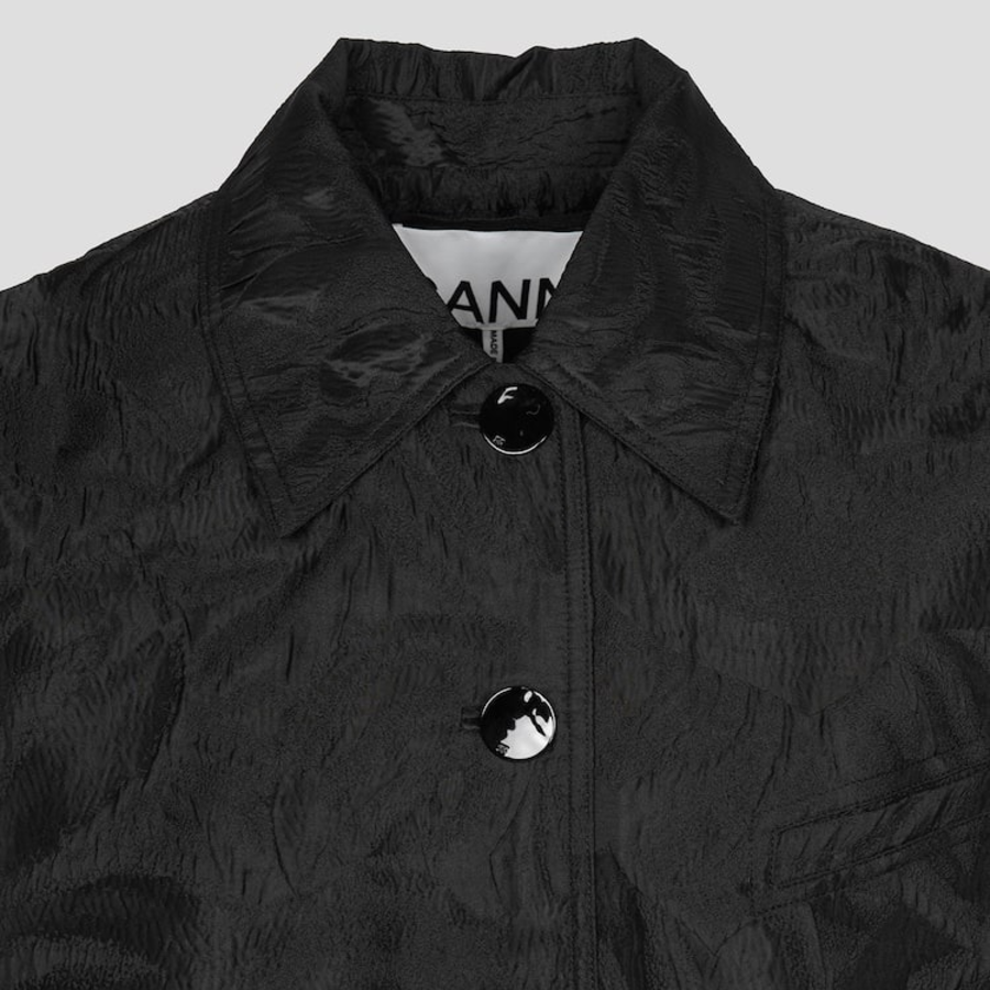 GANNI Textured Cloqué Short Jacket – Black