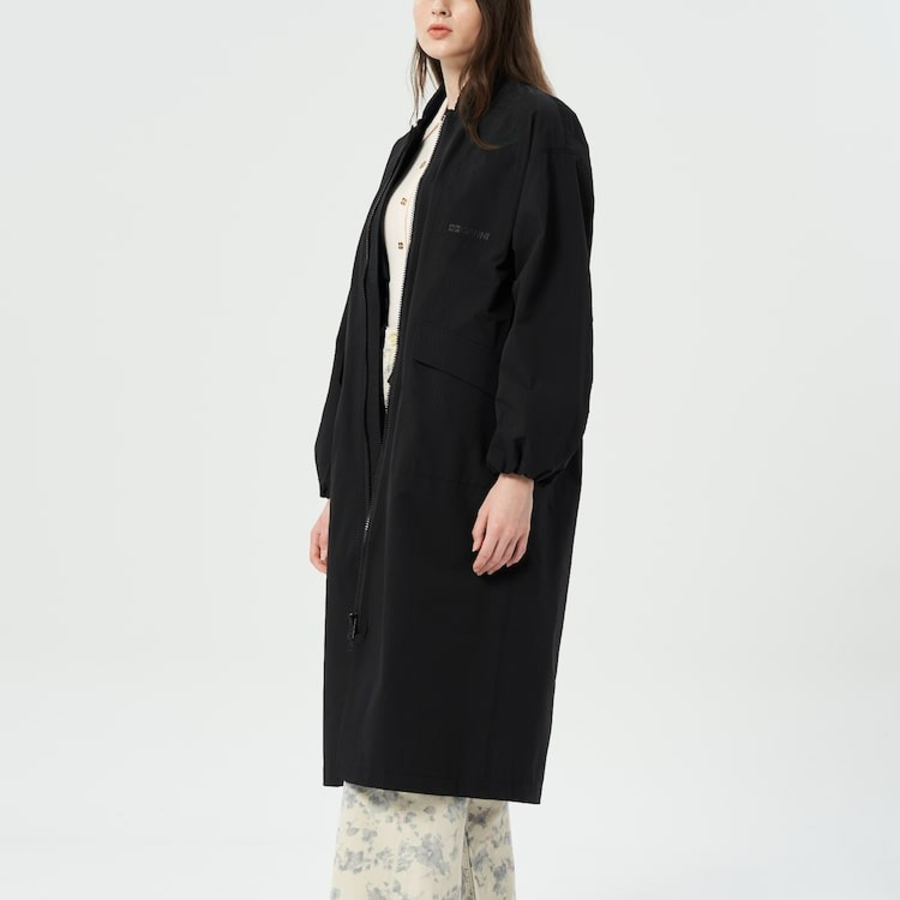 GANNI Tech Seersucker Oversized Shell Coat – Black