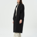GANNI Tech Seersucker Oversized Shell Coat – Black