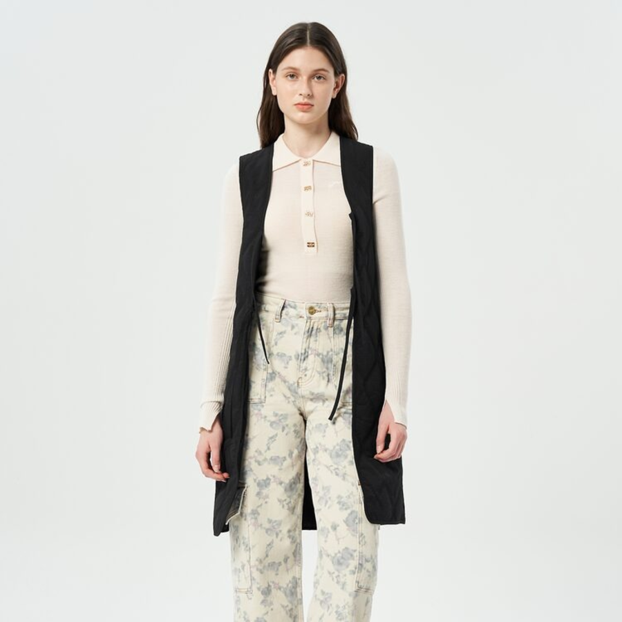 GANNI Tech Seersucker Oversized Shell Coat – Black