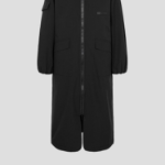 GANNI Tech Seersucker Oversized Shell Coat – Black