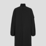 GANNI Tech Seersucker Oversized Shell Coat – Black