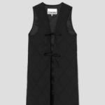 GANNI Tech Seersucker Oversized Shell Coat – Black