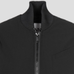 GANNI Tech Seersucker Oversized Shell Coat – Black