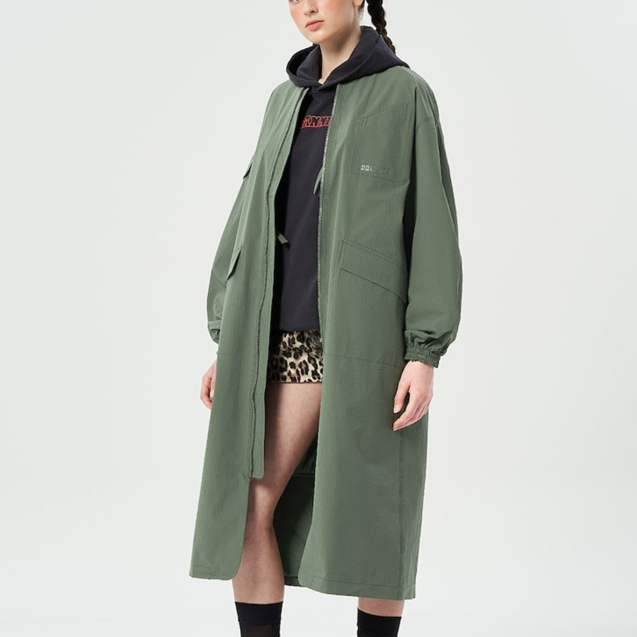 GANNI Tech Seersucker Oversized Shell Coat – Beetle