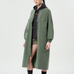 GANNI Tech Seersucker Oversized Shell Coat – Beetle