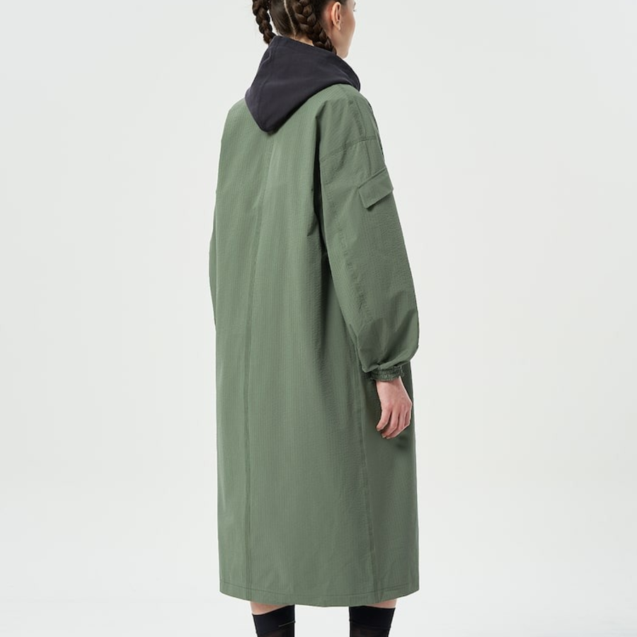 GANNI Tech Seersucker Oversized Shell Coat – Beetle