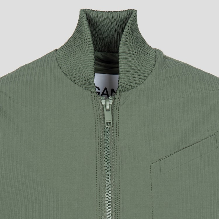 GANNI Tech Seersucker Oversized Shell Coat – Beetle