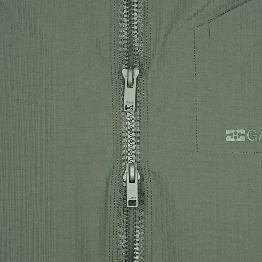 GANNI Tech Seersucker Oversized Shell Coat – Beetle