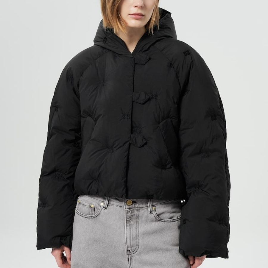 GANNI Nylon Tech Puffer Short Jacket – Black